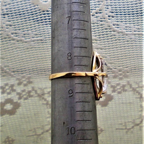 Vintage Russian Russia USSR 18K 750 Yellow Gold Rock Crystal Solitaire RING - Picture 8 of 8
